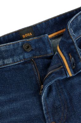 Maine Regular-fit jeans in dark-blue soft-touch denim, Blue