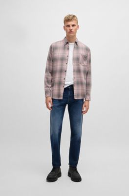 Maine Regular-fit jeans in dark-blue soft-touch denim, Blue