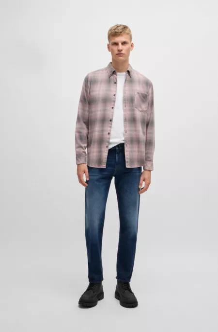 Maine Regular-fit jeans in dark-blue soft-touch denim