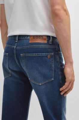 Maine Regular-fit jeans in dark-blue soft-touch denim, Blue
