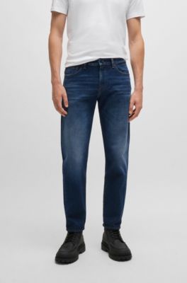 Maine Regular-fit jeans in dark-blue soft-touch denim, Blue