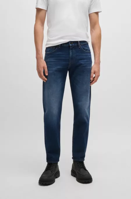 Maine Regular-fit jeans in dark-blue soft-touch denim
