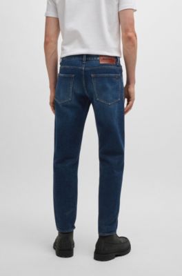 Maine Regular-fit jeans in dark-blue soft-touch denim, Blue