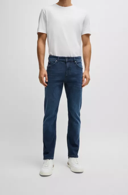 Slim-fit jeans in blue knitted stretch denim