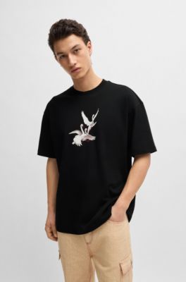HUGO - HUGO x Les Benjamins Oversized T-Shirt mit Schwanen-Grafik