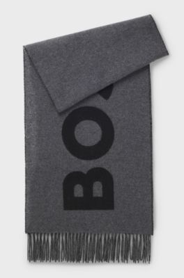 In Italien gefertigter Jacquard-Schal aus Woll-Mix, Grau