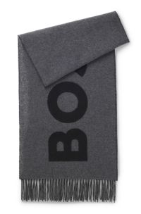 Italian-made scarf in a wool-blend jacquard, Grey