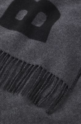 In Italien gefertigter Jacquard-Schal aus Woll-Mix, Grau