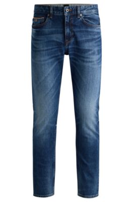 BOSS - Delaware Slim-fit jeans in blue stretch selvedge denim - Blue