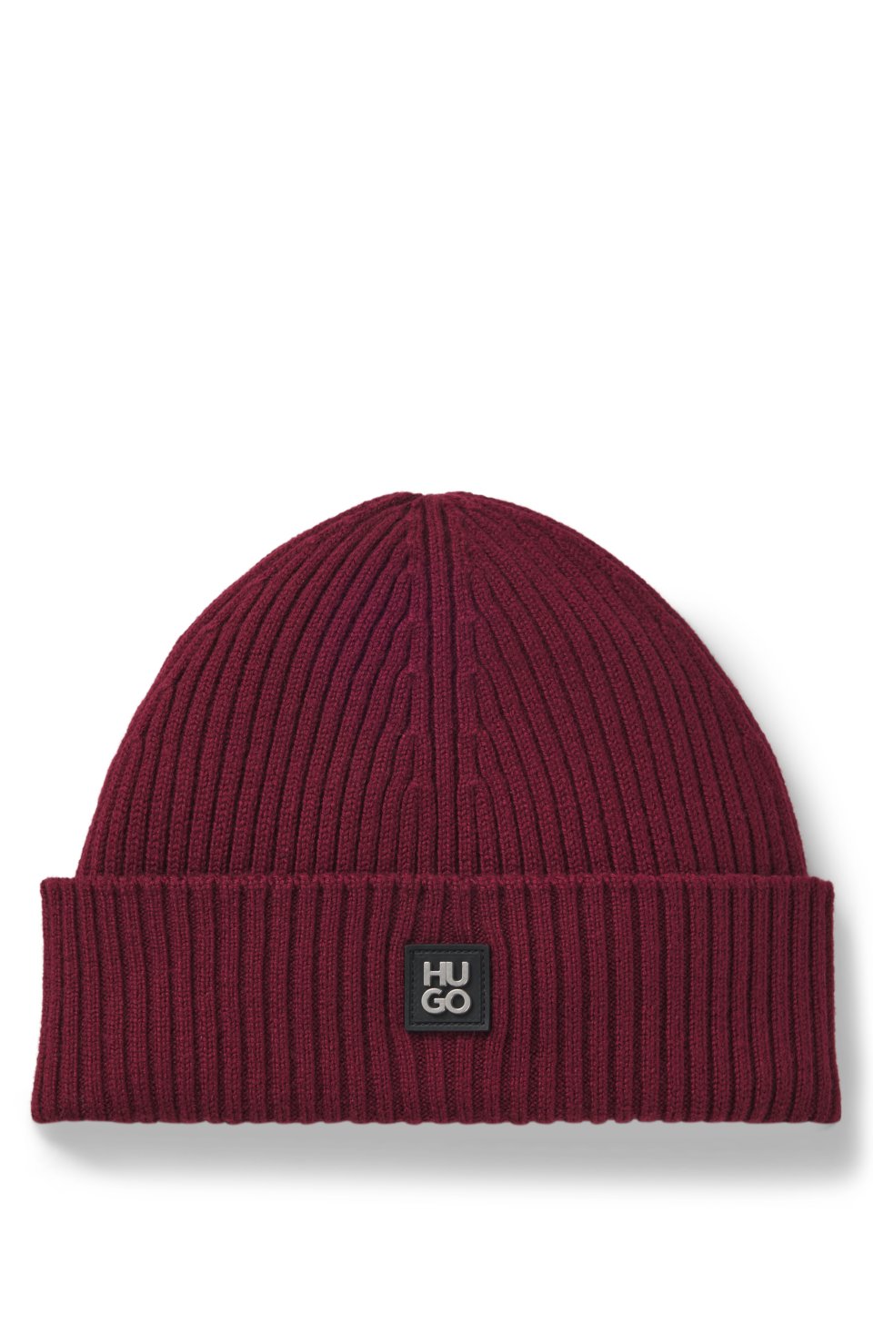 Virgin-wool beanie hat with stacked logo
