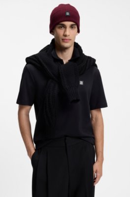 Virgin-wool beanie hat with stacked logo 3