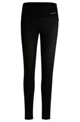 Hugo Boss Stretch-jersey Pyjama Leggings With Logo Print In Black