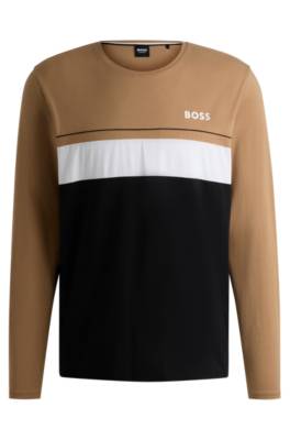 HUGO BOSS LONG-SLEEVED PYJAMA T-SHIRT WITH LOGO PRINT 