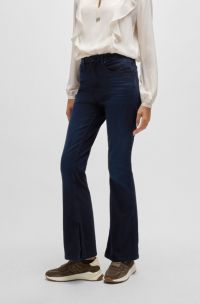 Ausgestellte Slim-Fit Jeans aus blauem Stretch-Denim, Dunkelblau