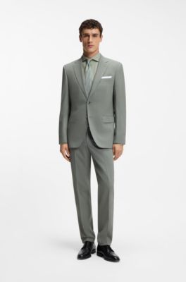 Regular-fit shirt in cotton-cashmere twill, Light Green