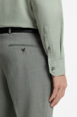 Regular-fit shirt in cotton-cashmere twill, Light Green