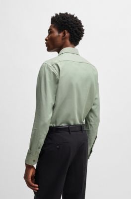 Regular-fit shirt in cotton-cashmere twill, Light Green