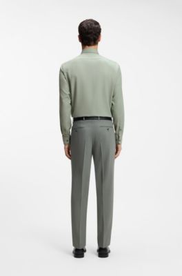 Regular-fit shirt in cotton-cashmere twill, Light Green