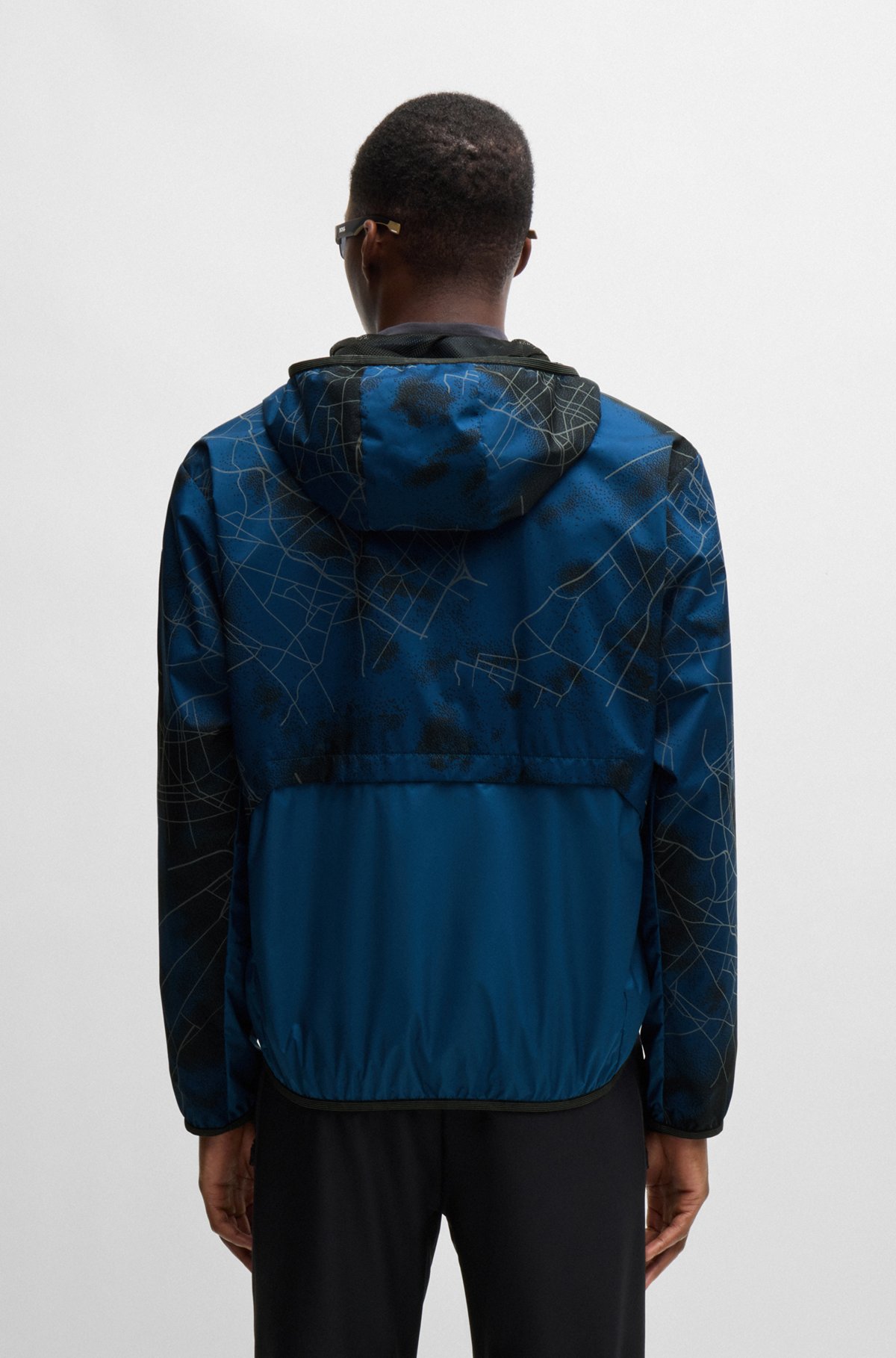 BOSS - Zip-up jacket with seasonal print - Dark Blue BOSS - Zip-up jacket with seasonal print - Dark Blue
