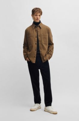 Oversized-fit overshirt in cotton piqu&eacute; with point collar, Light Green
