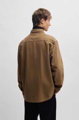 Oversized-fit overshirt in cotton piqu&eacute; with point collar, Light Green