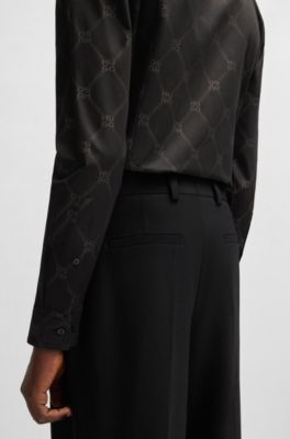 Slim-fit shirt with signature jacquard chain motif, Black