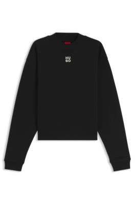 Cotton-terry sweatshirt with stacked-logo embroidery 1