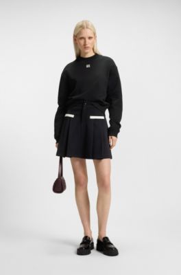 Sweatshirt i terry-bomull med broderad logga, Svart