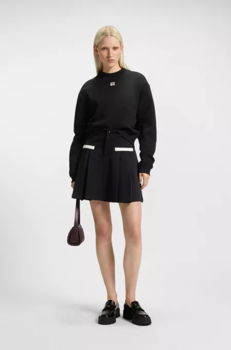 Relaxed-fit cotton-terry sweatshirt with stacked-logo embroidery