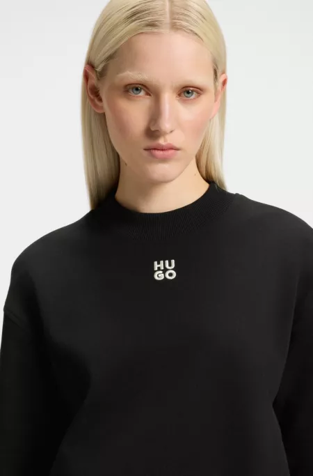 Relaxed-fit cotton-terry sweatshirt with stacked-logo embroidery