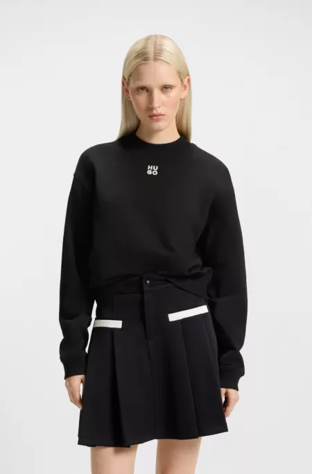 Relaxed-fit cotton-terry sweatshirt with stacked-logo embroidery
