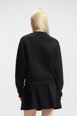 Sweatshirt i terry-bomull med broderad logga, Svart