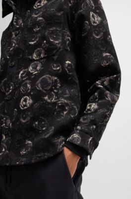 Oversized-fit shirt with gothic-rose jacquard, Patterned
