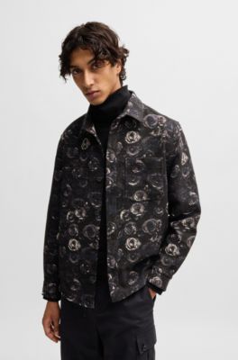 Oversized-fit shirt with gothic-rose jacquard, Patterned