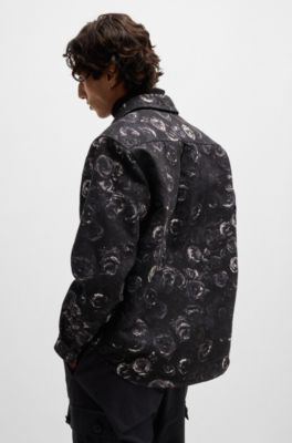 Oversized-fit shirt with gothic-rose jacquard, Patterned
