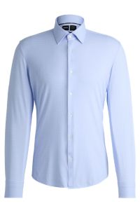 Slim-fit shirt in printed performance-stretch fabric, Light Blue