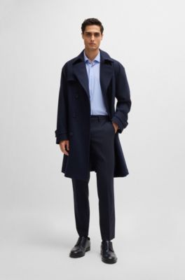 Slim-fit shirt in printed performance-stretch fabric, Light Blue