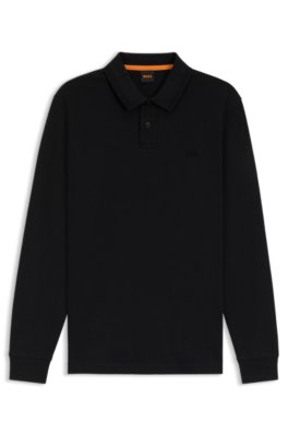 Long-sleeved polo shirt in cotton with logo detail
