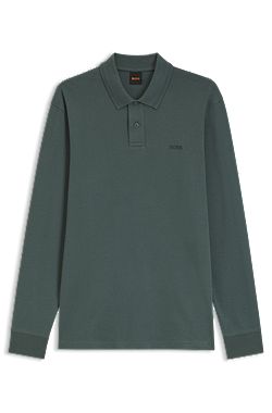 Long-sleeved polo shirt in cotton with logo detail