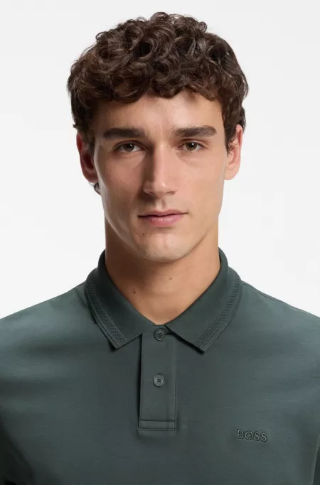 Long-sleeved polo shirt in cotton with logo detail