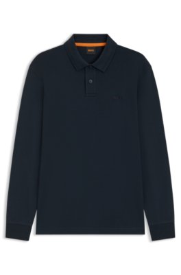 Long-sleeved polo shirt in cotton with logo detail