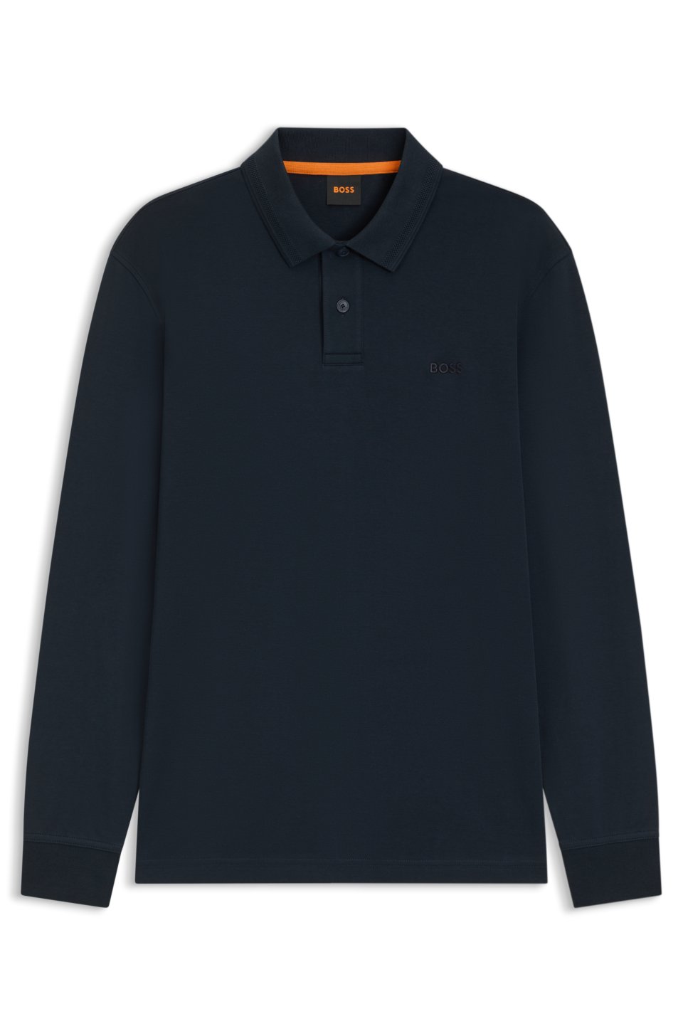 Long-sleeved polo shirt in cotton with logo detail
