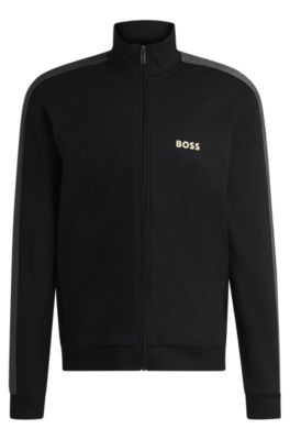 BOSS コットンブレンド ジップアップフーディ BOSS - コットンブレンド ジップアップフーディ ロゴパッチ