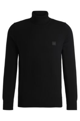 BOSS - Rollneck regular-fit sweater in cotton and cashmere - Black