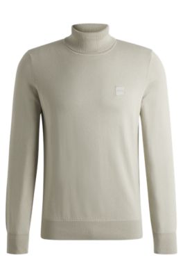Rollkragenpullover aus Baumwolle mit Kaschmir, Hellbeige