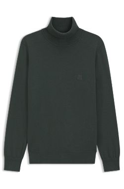 Pull à col roulé en coton et cachemire avec patch logoté