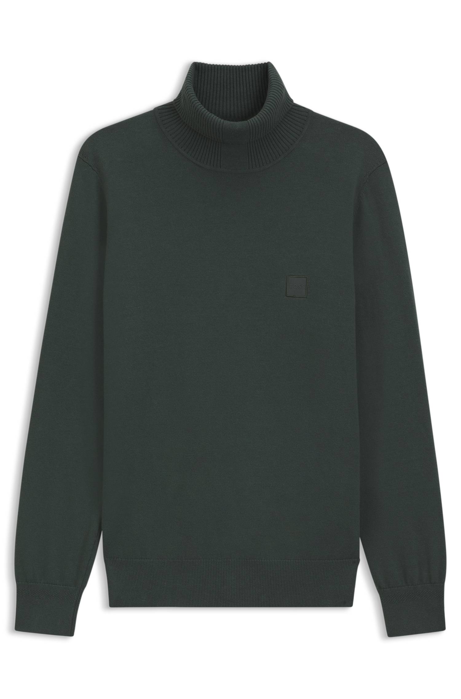 Boss Rollneck sweater in cotton and cashmere with logo patch tröjor herr – bild 4