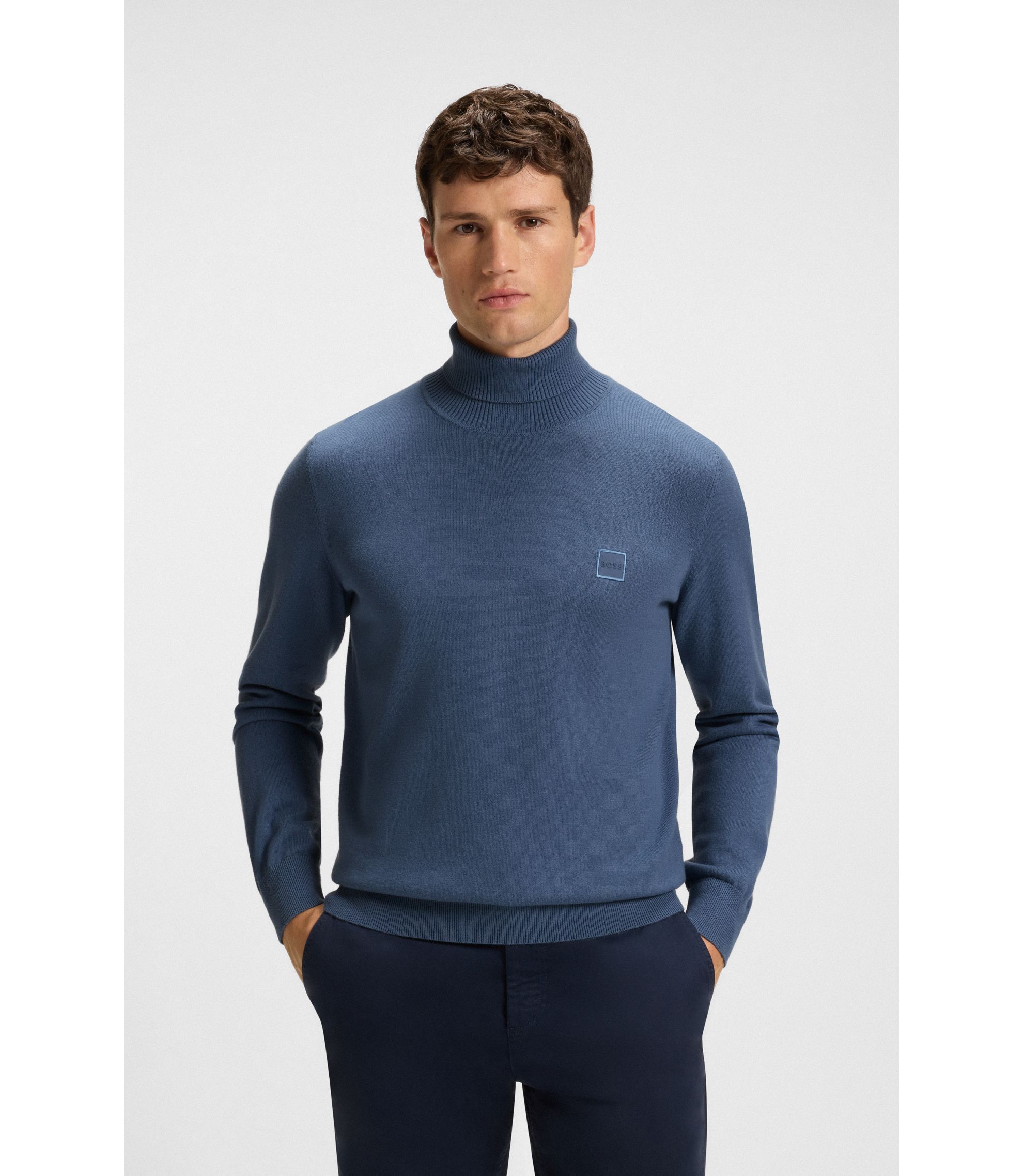 Rollkragenpullover aus Baumwolle mit Kaschmir