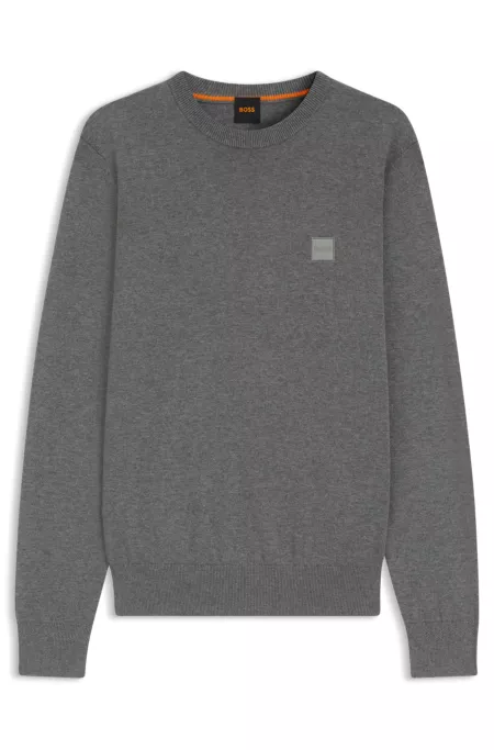 Cotton-cashmere regular-fit sweater with logo patch