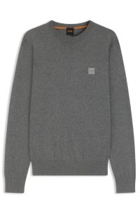 Cotton-cashmere regular-fit sweater with logo patch, Grey
